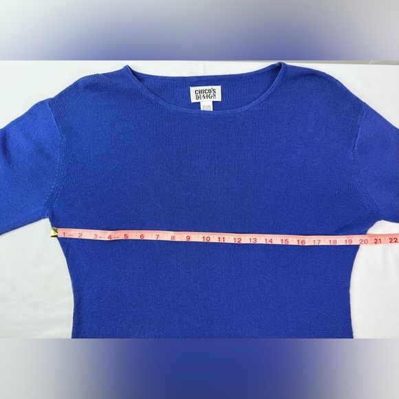 Chico’s Design Vibrant Royal Blue Long Sleeve Sweater Linen Cotton Size Large - Picture 6 of 6